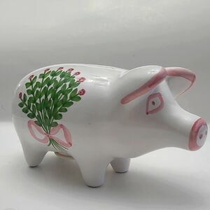 Hand Painted White and Pink Piggy Bank